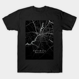 Salisbury Maryland City Map dark T-Shirt